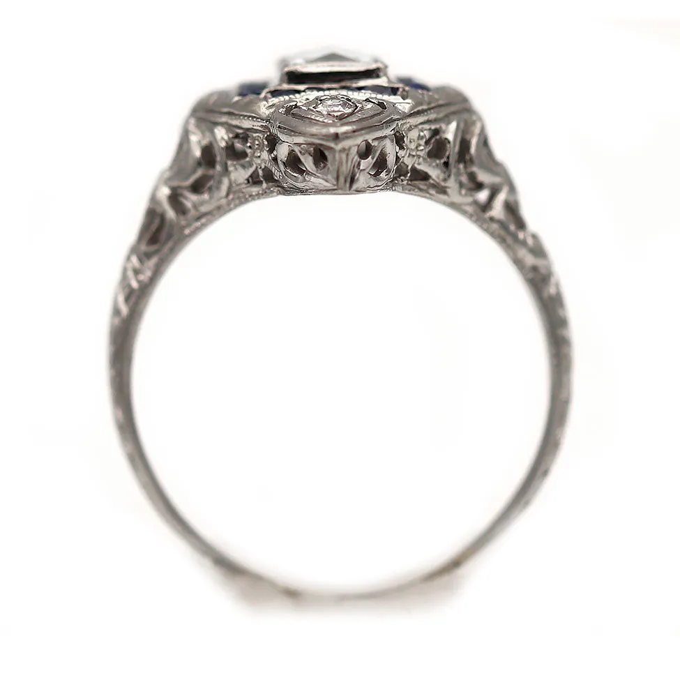 Art Deco 1.50 CTW Aquamarine Sapphire Antique Engagement Ring
