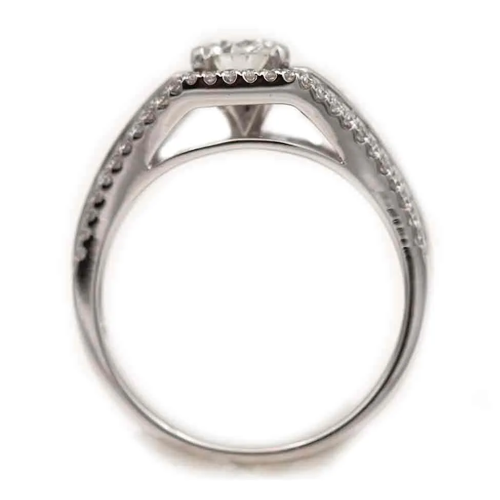 Art Deco Style 1.61 CTW Brilliant Cut Diamond Vintage Engagement Ring  GIA G/SI1