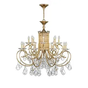 Asfour - Majestic Chandelier - 16 Bulbs - Gold - Pendeloqe & Octagon Clear