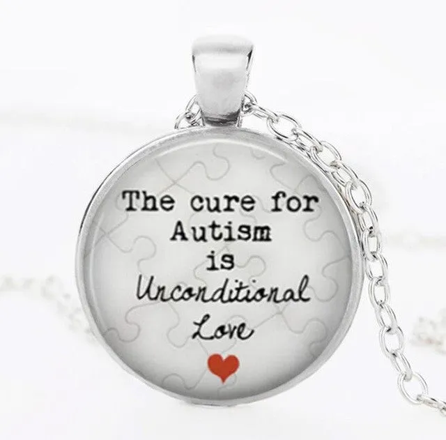 Autism My Child is Autistic Superhero Pendant Necklace for Women