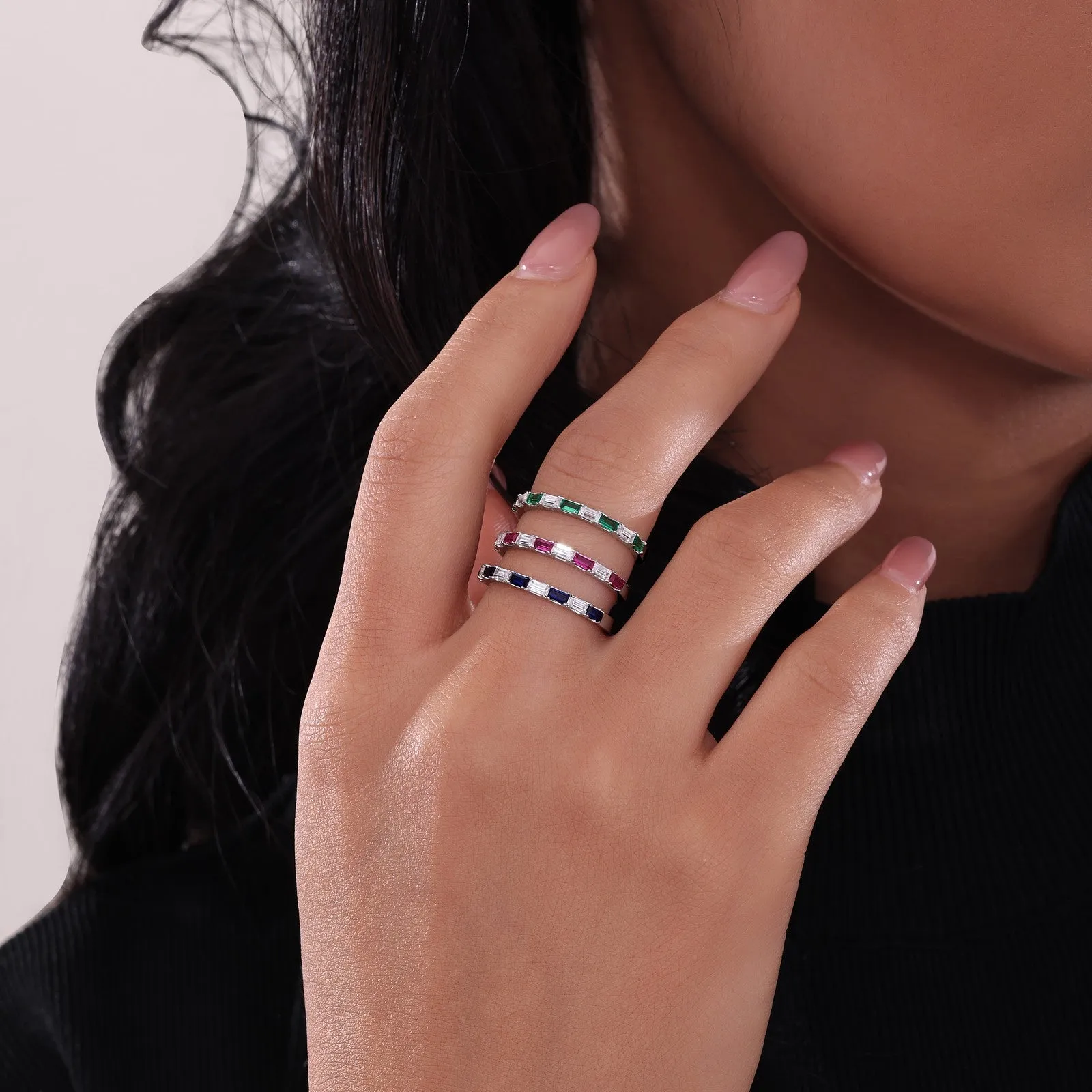 Baguette Half-Eternity Band