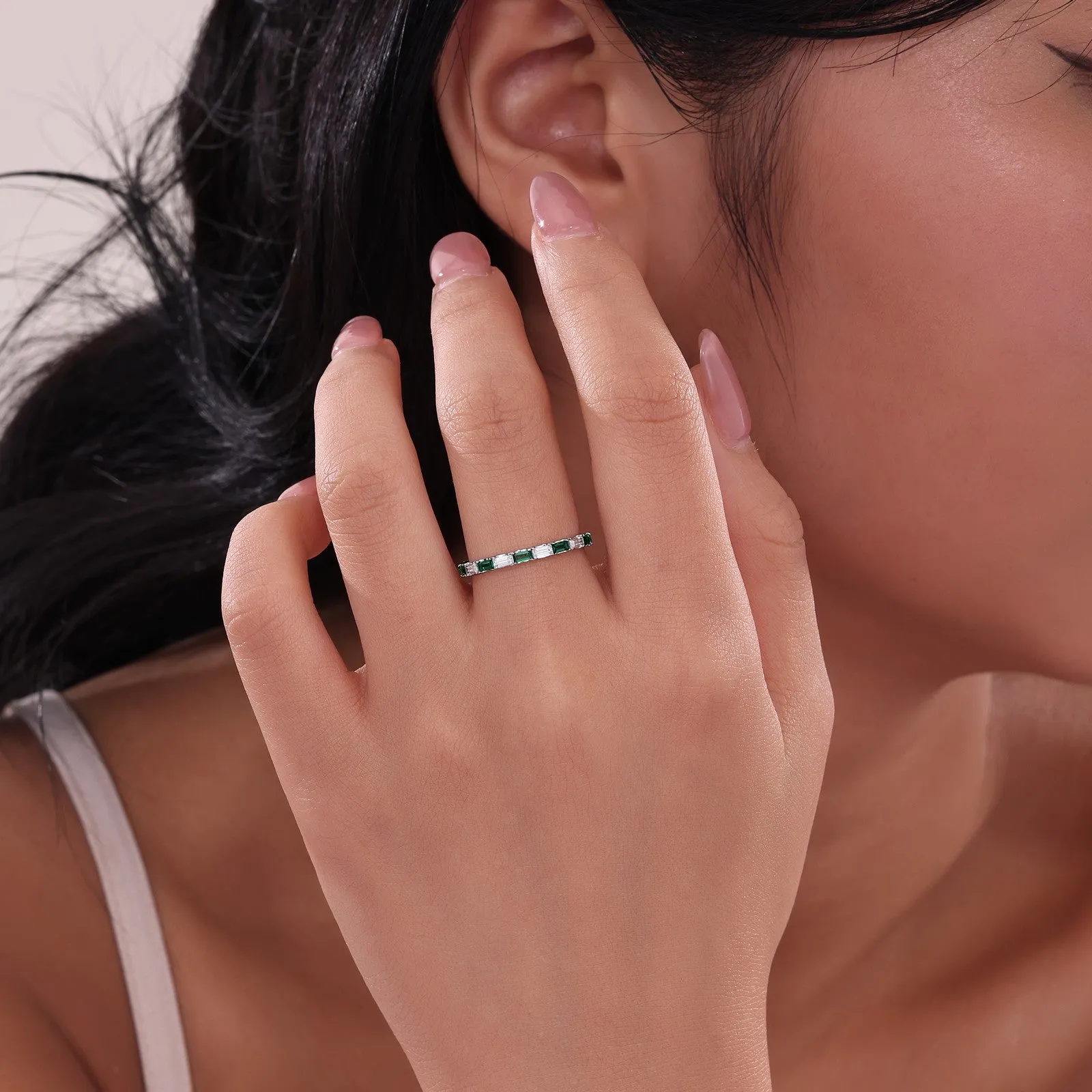 Baguette Half-Eternity Band