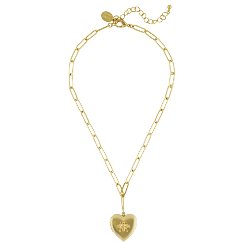 Bee Heart Locket Necklace