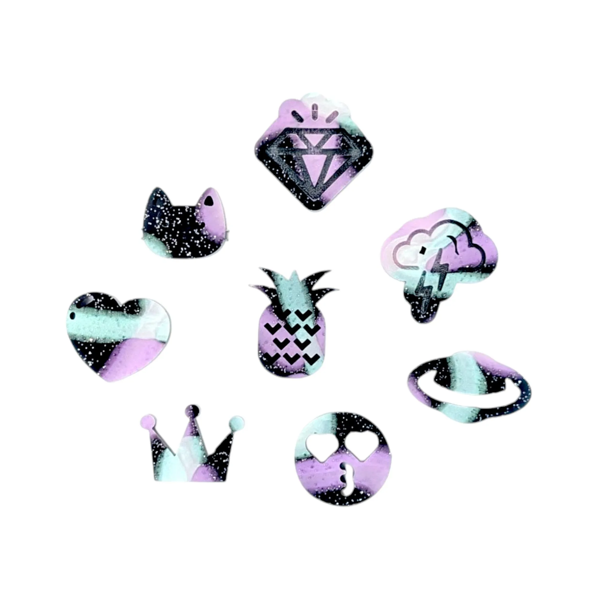 Best Night Ever Glitter Pattern Cast Acrylic Sheet - 1/8 in - Black, Sliver, Green, Purple, Neon, Gloss