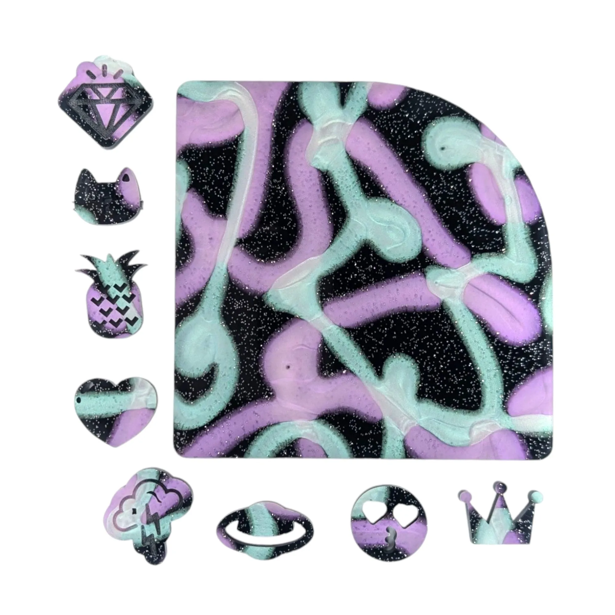 Best Night Ever Glitter Pattern Cast Acrylic Sheet - 1/8 in - Black, Sliver, Green, Purple, Neon, Gloss