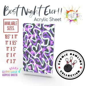 Best Night Ever Glitter Pattern Cast Acrylic Sheet - 1/8 in - Black, Sliver, Green, Purple, Neon, Gloss