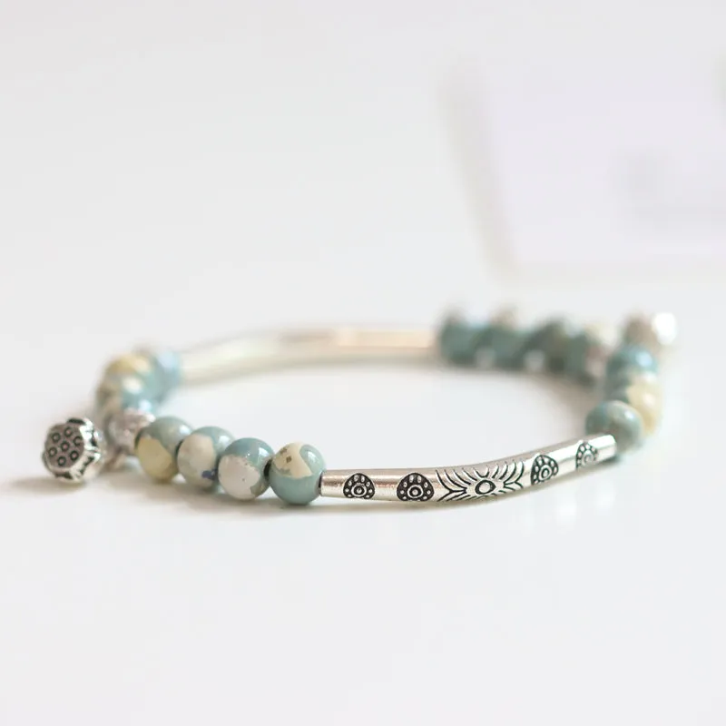 BITEFU Forest-style ceramic bracelet with an ethnic vibe, artistic flair, and a fresh, stylish design.