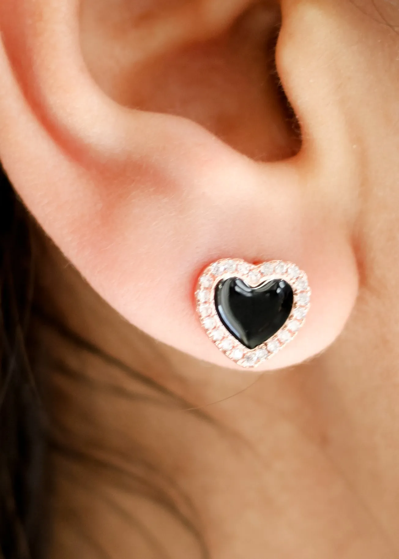 Black Heart Stud Earrings