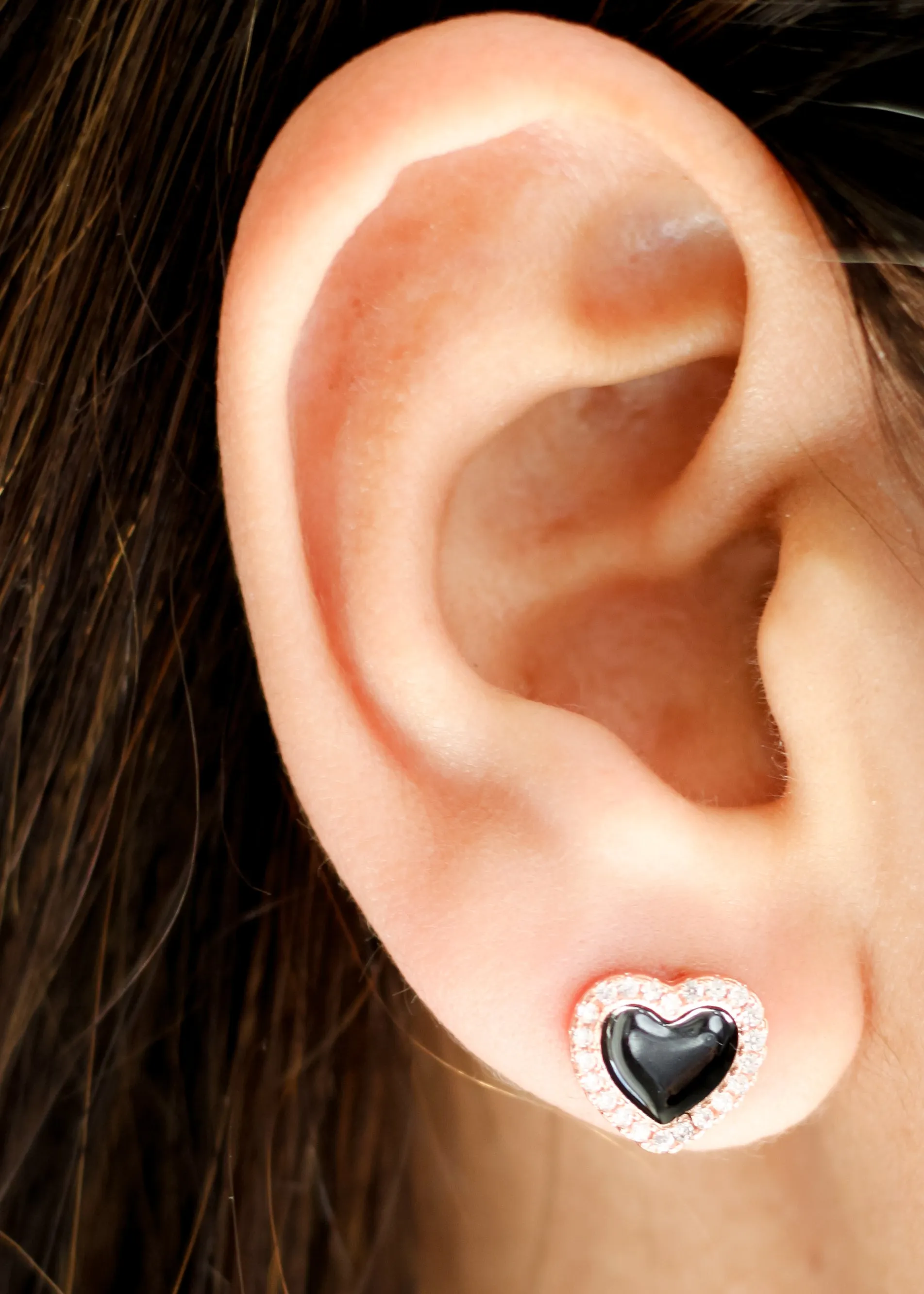 Black Heart Stud Earrings