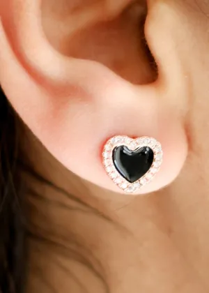 Black Heart Stud Earrings