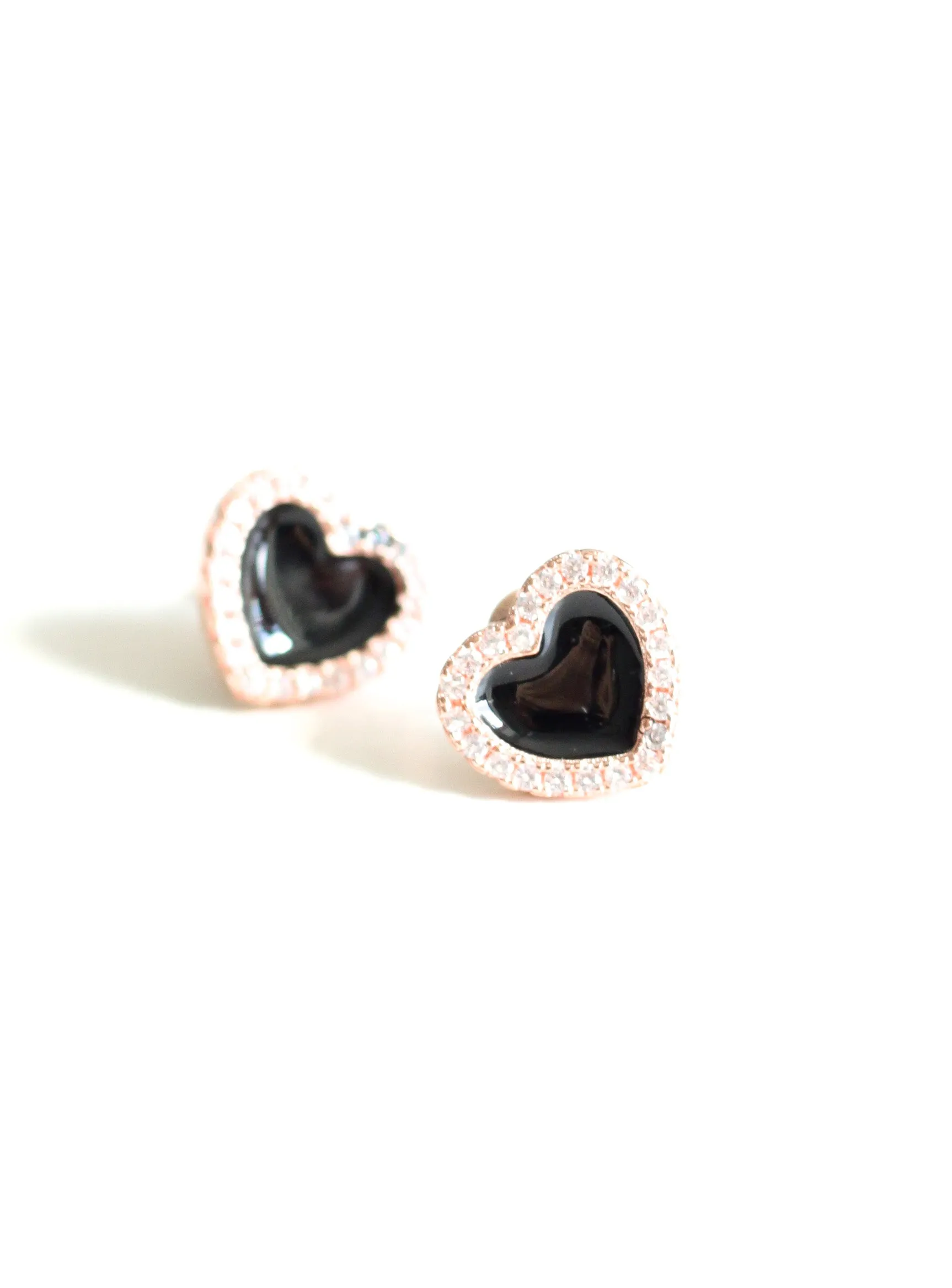 Black Heart Stud Earrings