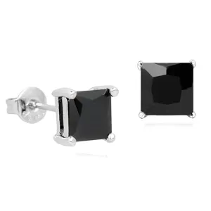 Black Square CZ Earrings