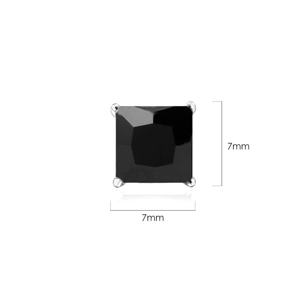 Black Square CZ Earrings