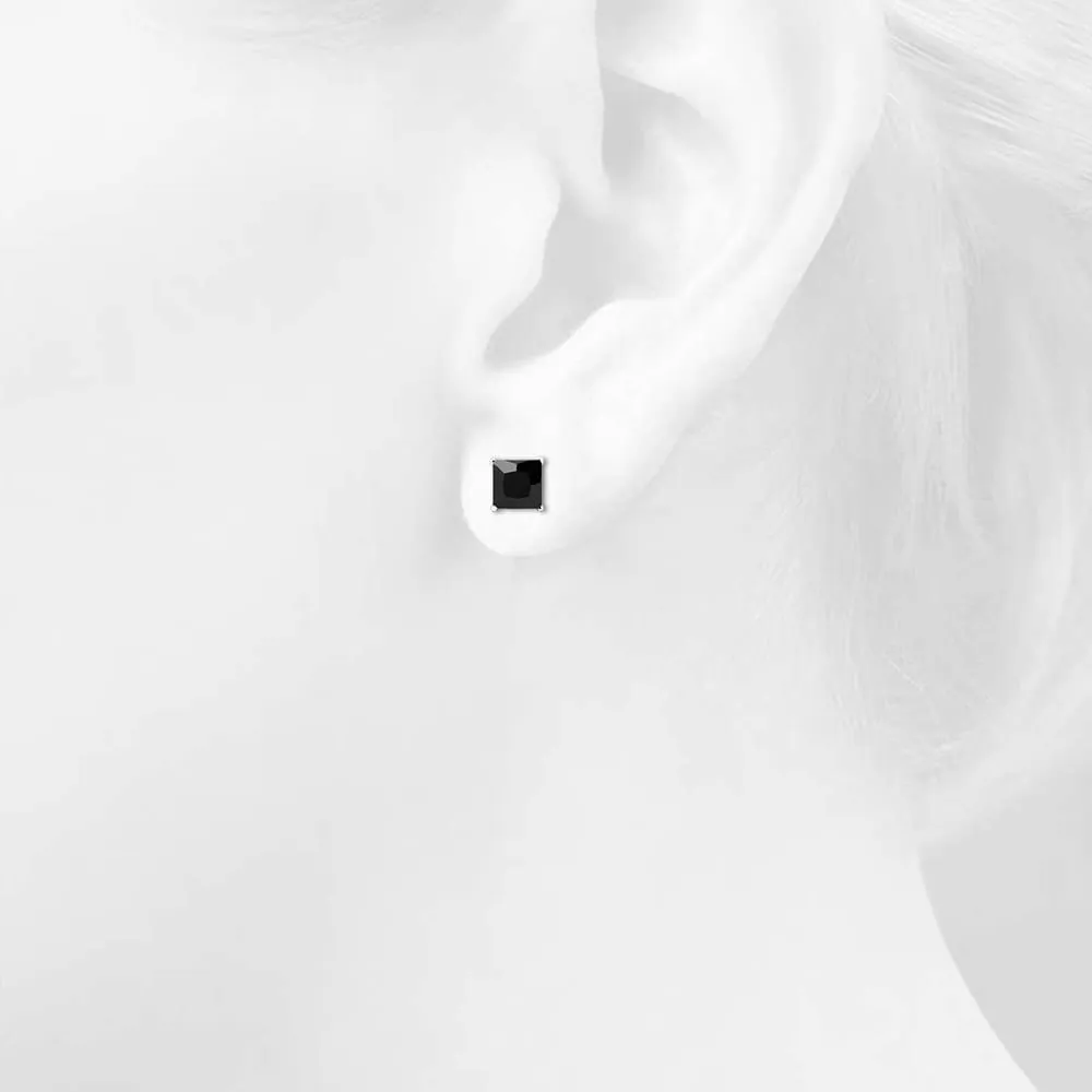 Black Square CZ Earrings