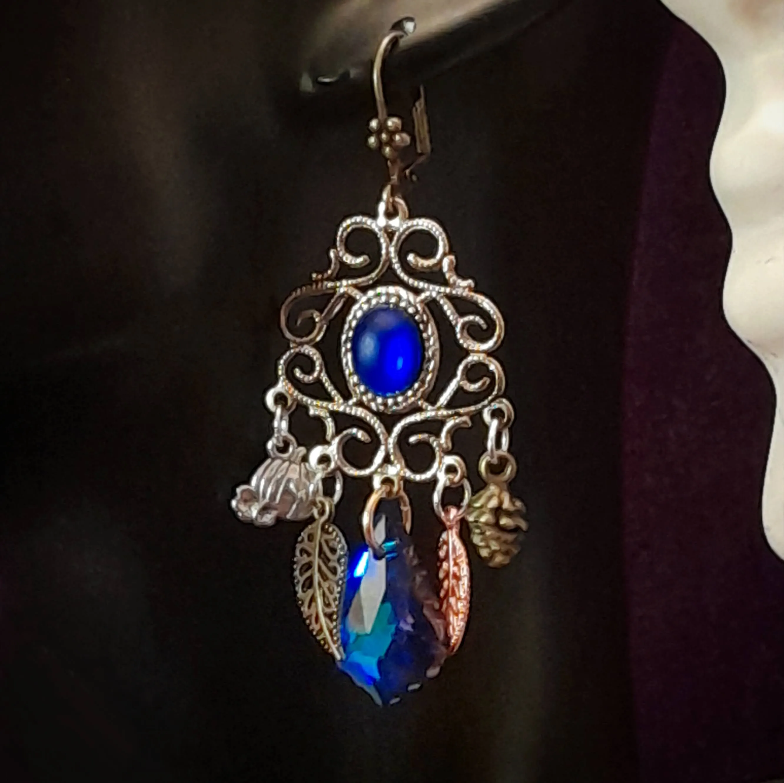 Blue Crystal Chandelier Earrings