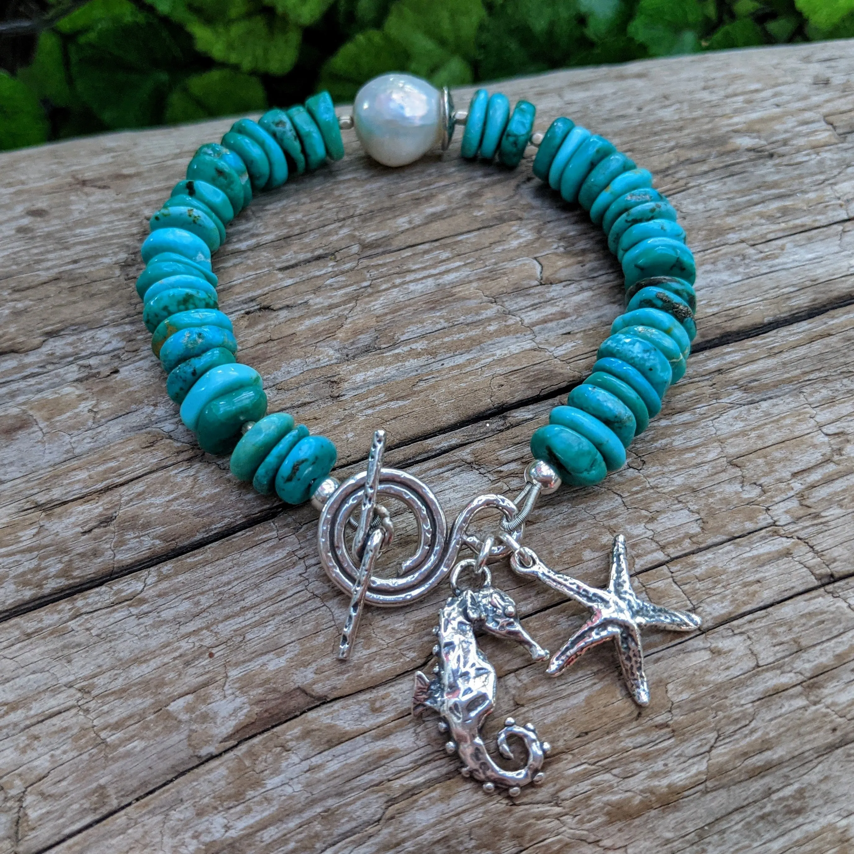Blue Turquoise Ocean Theme Bracelet.