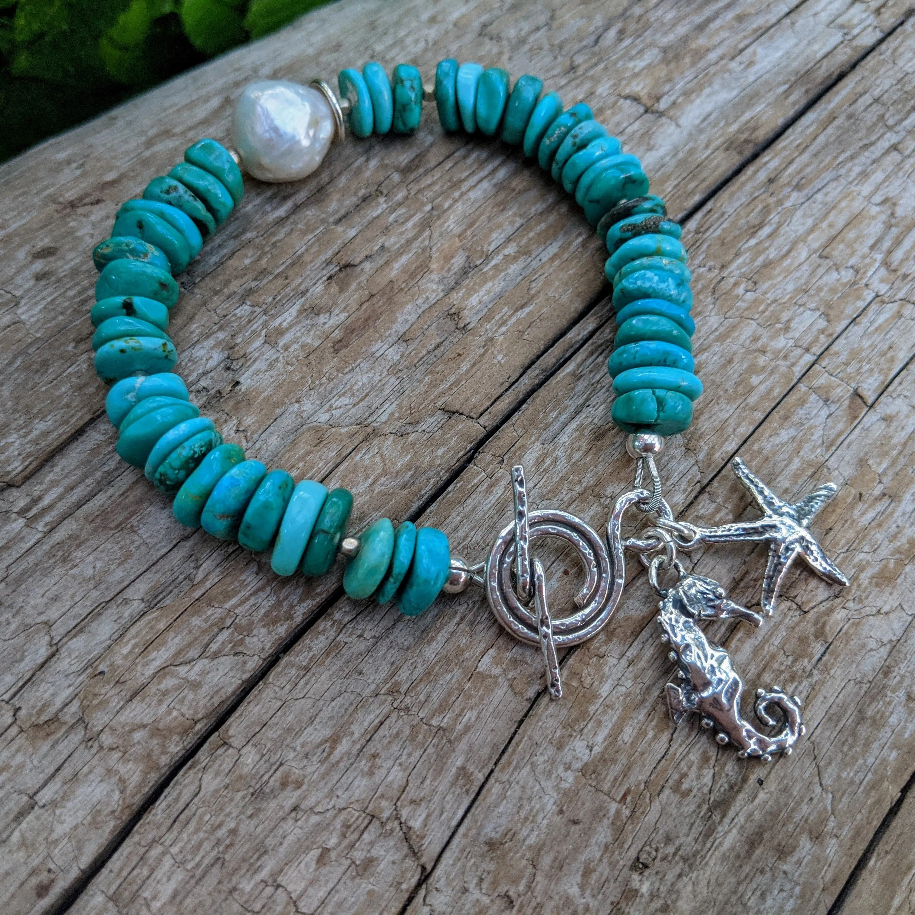 Blue Turquoise Ocean Theme Bracelet.
