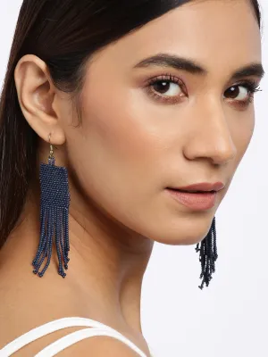 Blueberry navy blue beaded drop earring