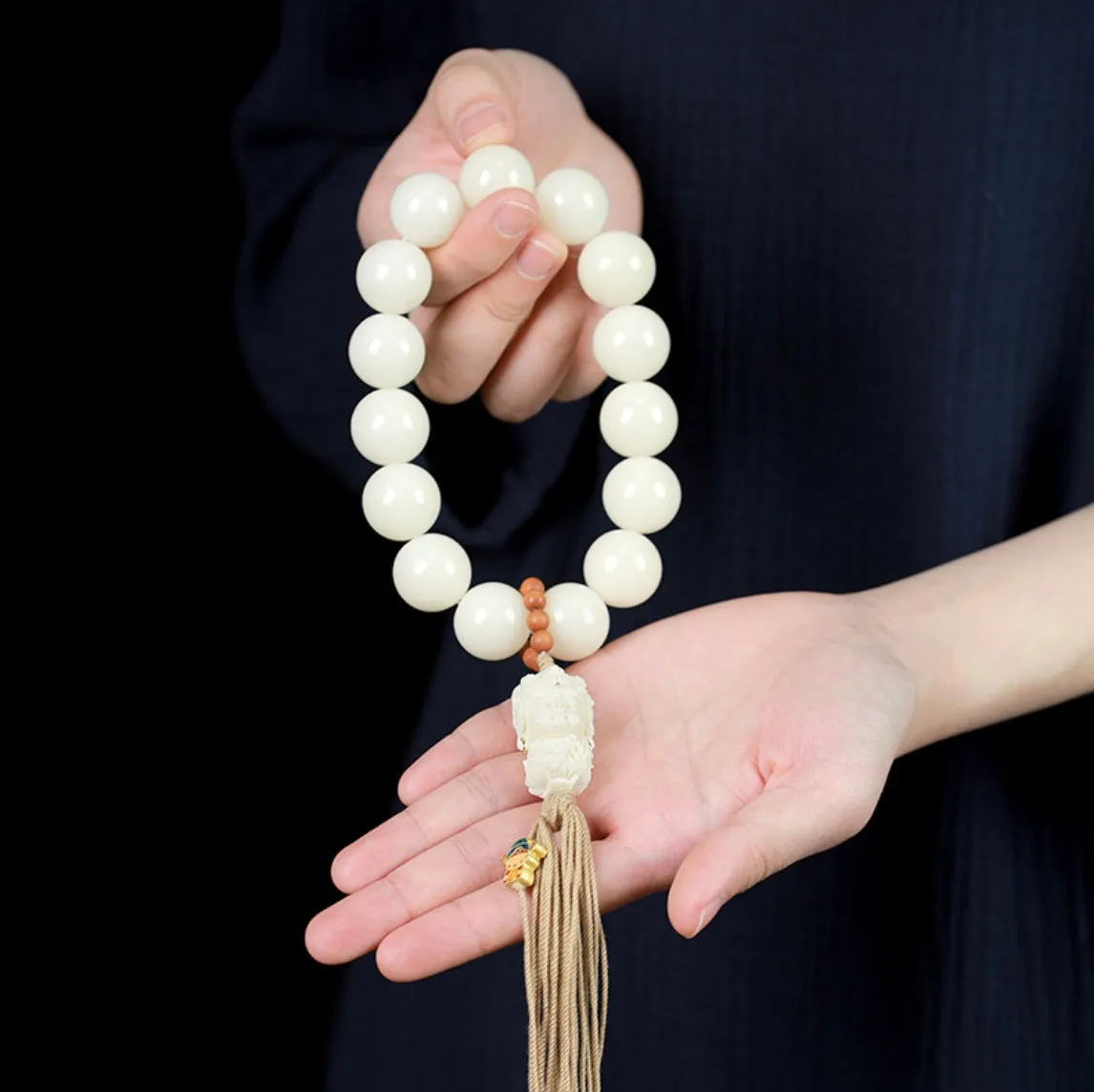Bodhi Root Vegetable Ivory Fruit White Tara Tassel Bracelet Wrist Mala Handheld Bracelet