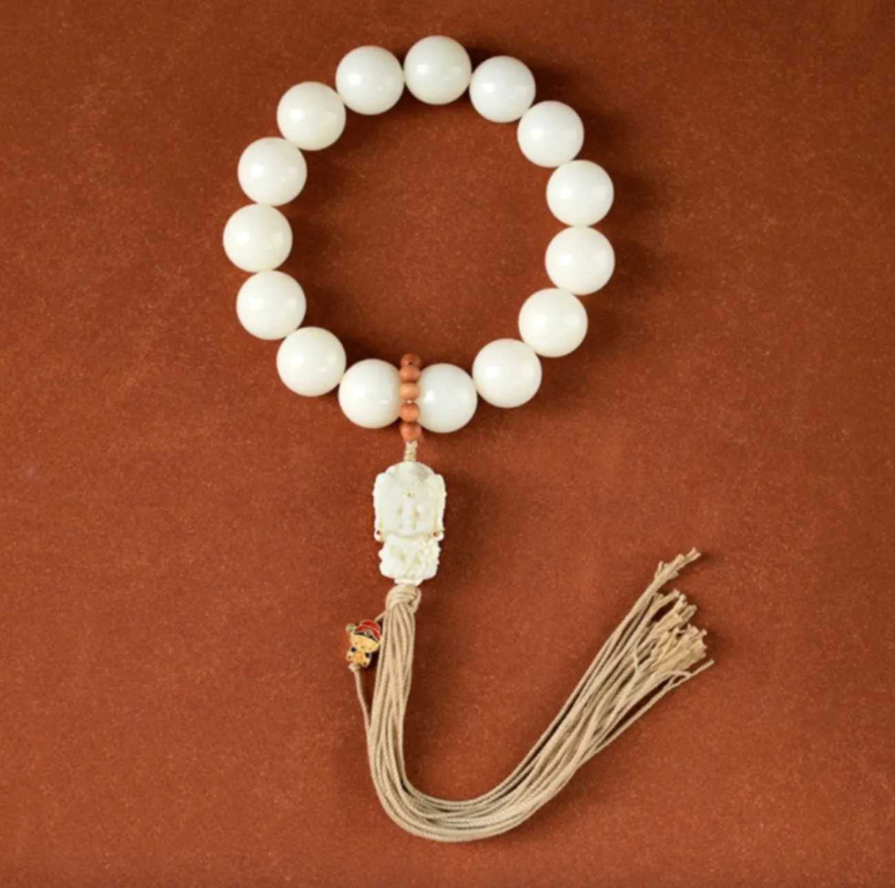 Bodhi Root Vegetable Ivory Fruit White Tara Tassel Bracelet Wrist Mala Handheld Bracelet