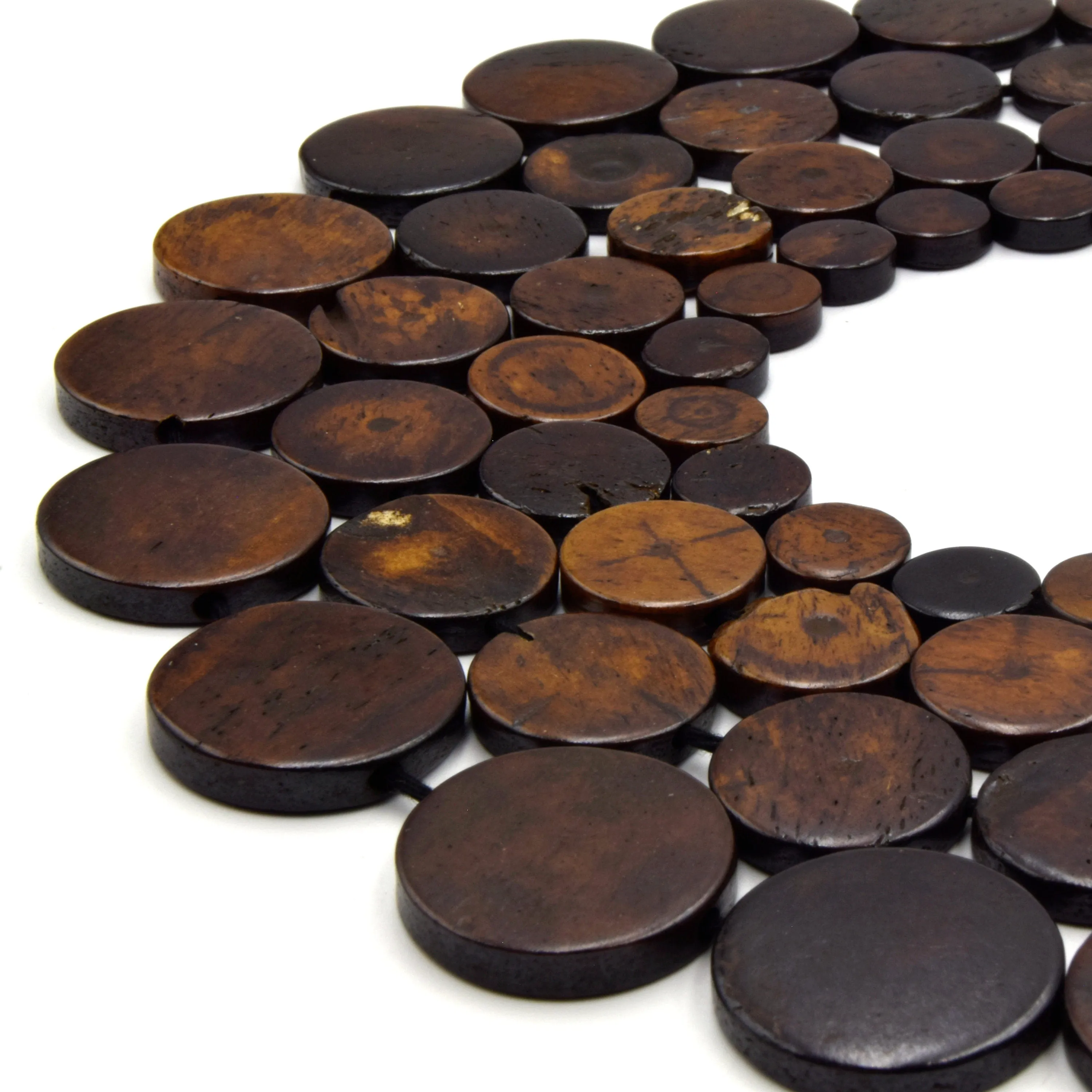 Bone Beads - Ox Bone Coin Beads in White, Light Brown, Medium Brown, Dark Brown | Sizes: 10mm, 14mm, 16mm, 20mm | Bone Focal Beads & Circle Beads