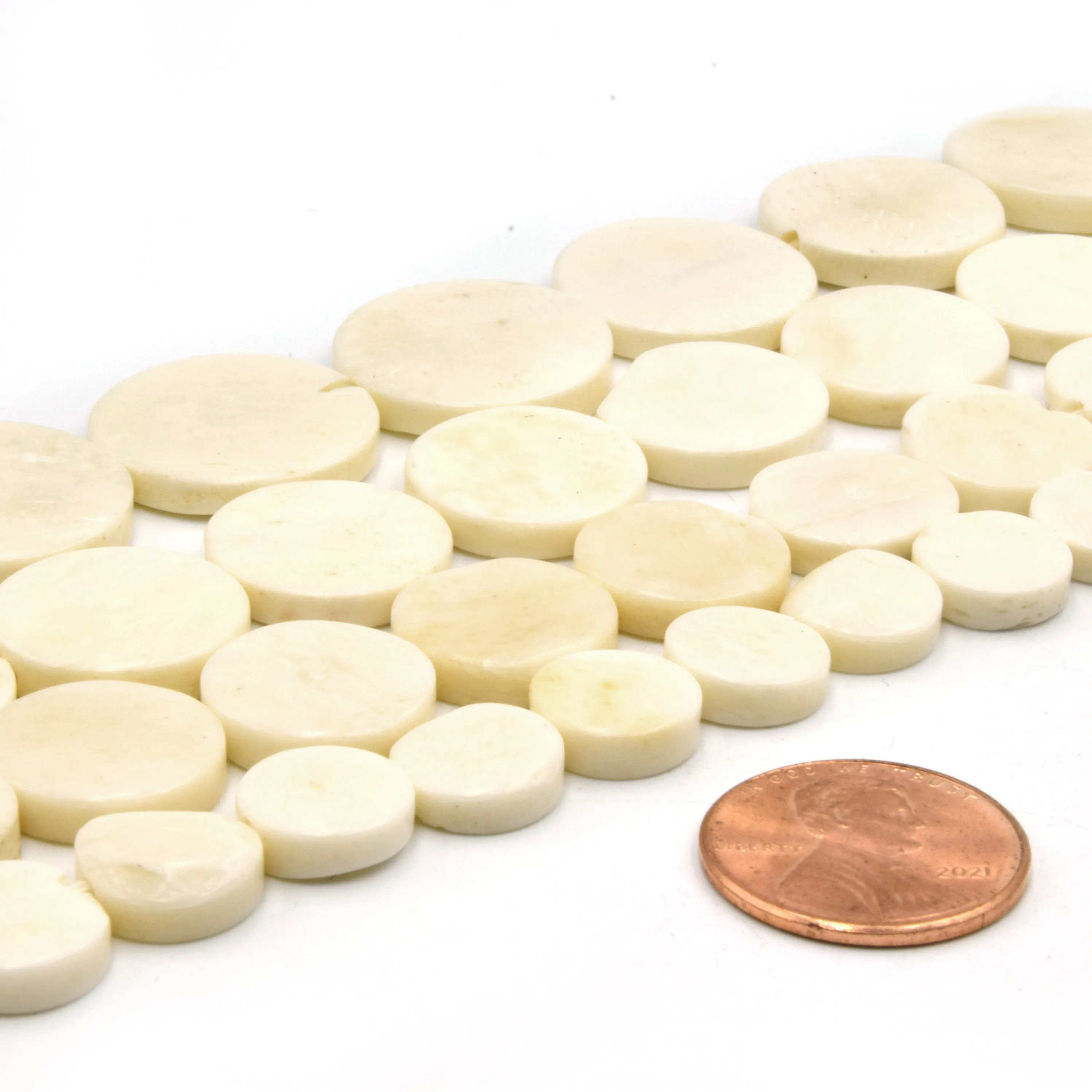 Bone Beads - Ox Bone Coin Beads in White, Light Brown, Medium Brown, Dark Brown | Sizes: 10mm, 14mm, 16mm, 20mm | Bone Focal Beads & Circle Beads