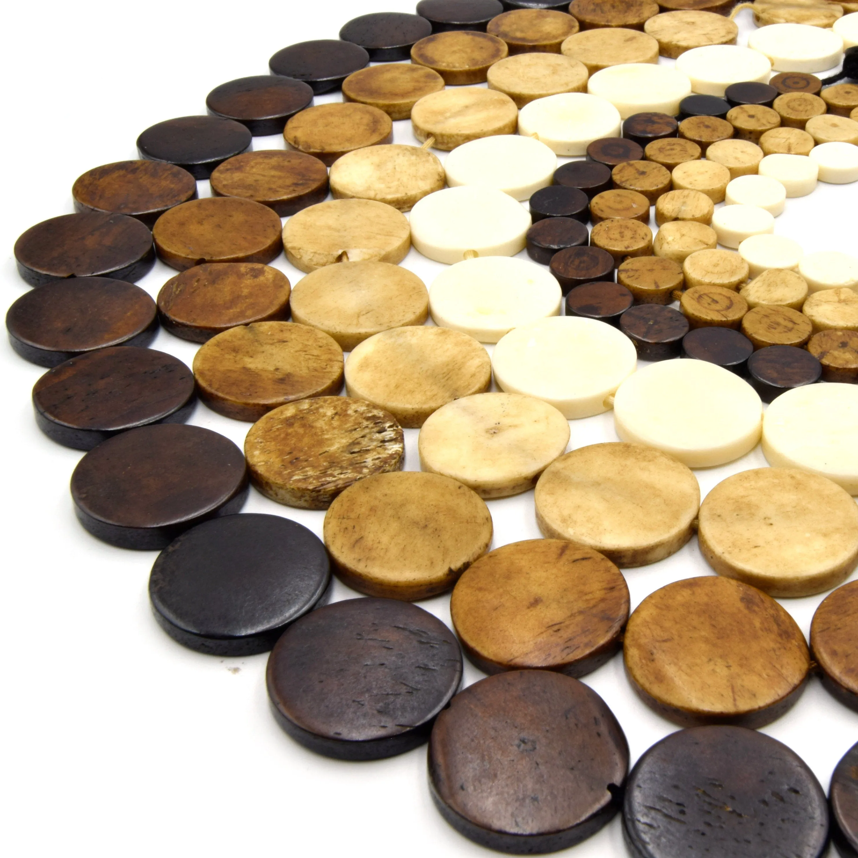 Bone Beads - Ox Bone Coin Beads in White, Light Brown, Medium Brown, Dark Brown | Sizes: 10mm, 14mm, 16mm, 20mm | Bone Focal Beads & Circle Beads