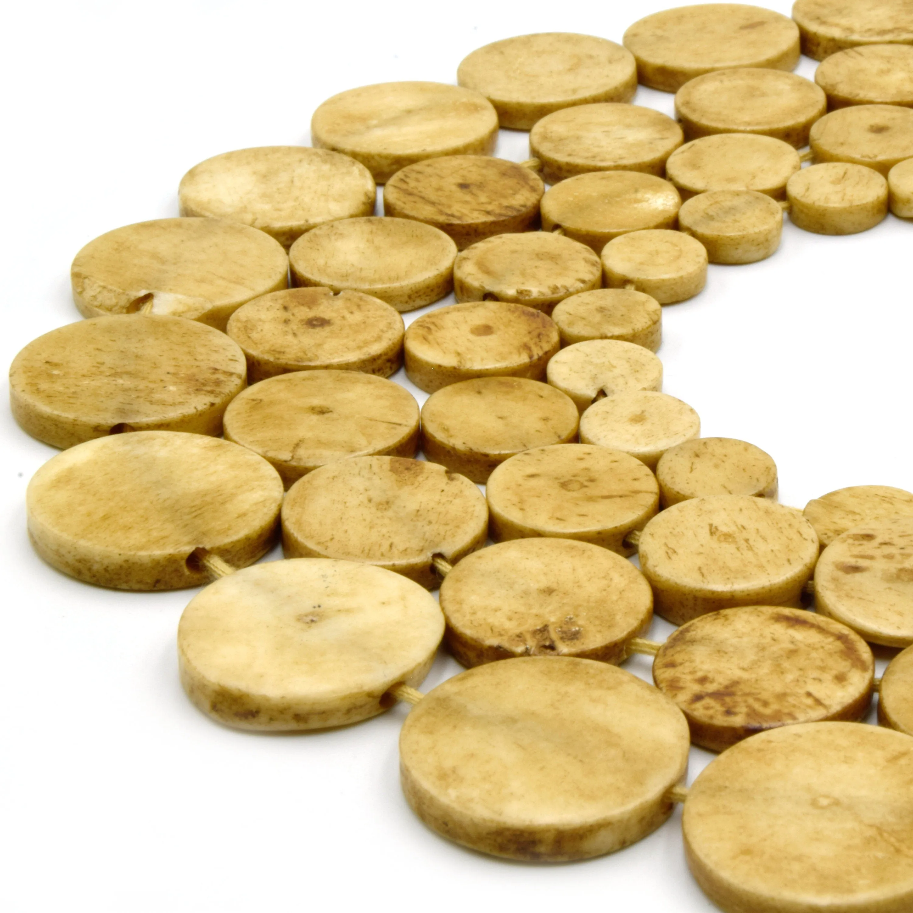 Bone Beads - Ox Bone Coin Beads in White, Light Brown, Medium Brown, Dark Brown | Sizes: 10mm, 14mm, 16mm, 20mm | Bone Focal Beads & Circle Beads