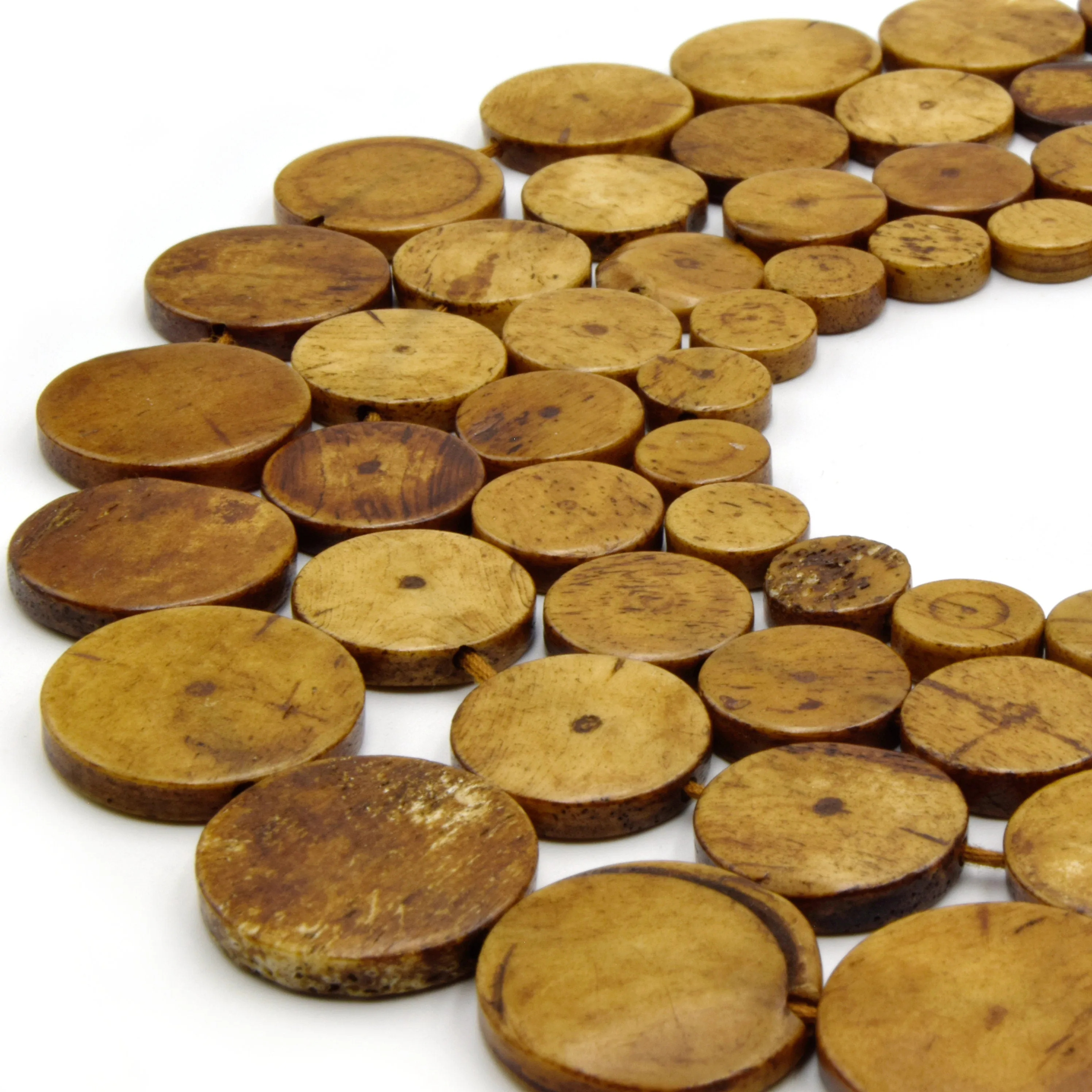 Bone Beads - Ox Bone Coin Beads in White, Light Brown, Medium Brown, Dark Brown | Sizes: 10mm, 14mm, 16mm, 20mm | Bone Focal Beads & Circle Beads
