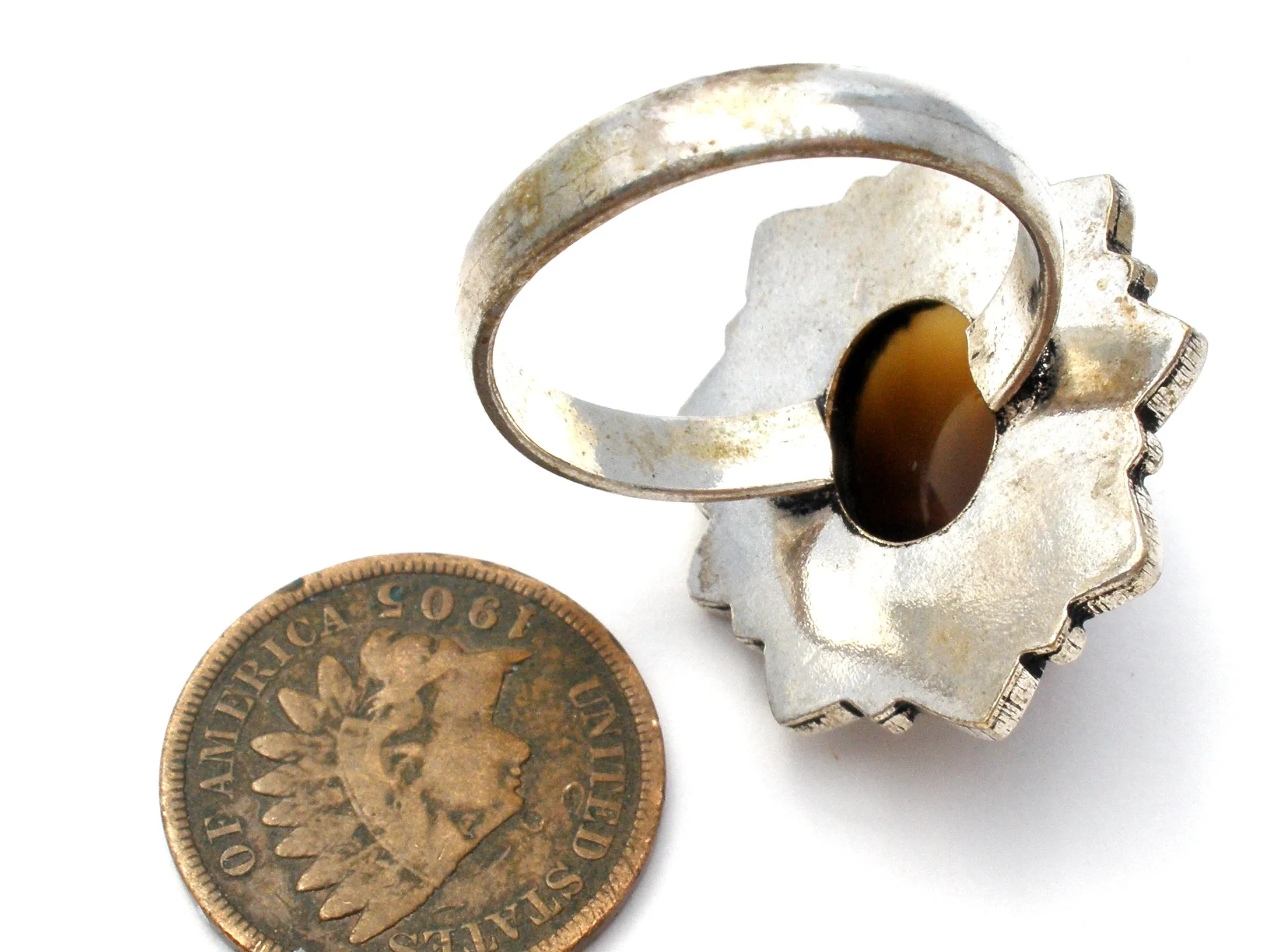 Brown Banded Agate 925 Ring Size 9