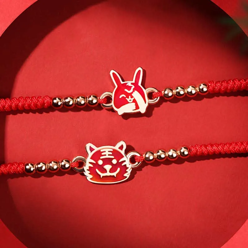 Buddha Stones 925 Sterling Silver Chinese Zodiac Luck Faith Discolor Red String Bracelet