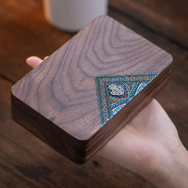 Buddha Stones Vintage Handmade Black Walnut Wood Jewelry Storage Box Wooden Gift Box