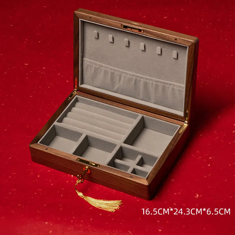 Buddha Stones Vintage Handmade Black Walnut Wood Jewelry Storage Box Wooden Gift Box