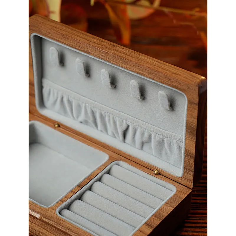 Buddha Stones Vintage Handmade Black Walnut Wood Jewelry Storage Box Wooden Gift Box