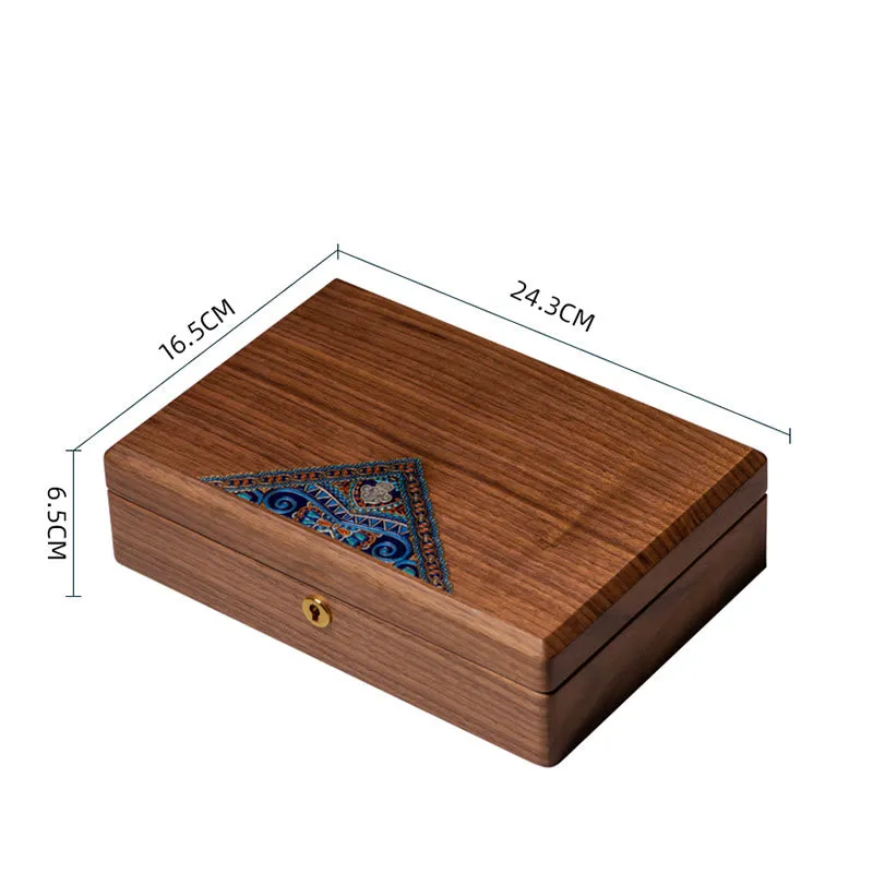 Buddha Stones Vintage Handmade Black Walnut Wood Jewelry Storage Box Wooden Gift Box