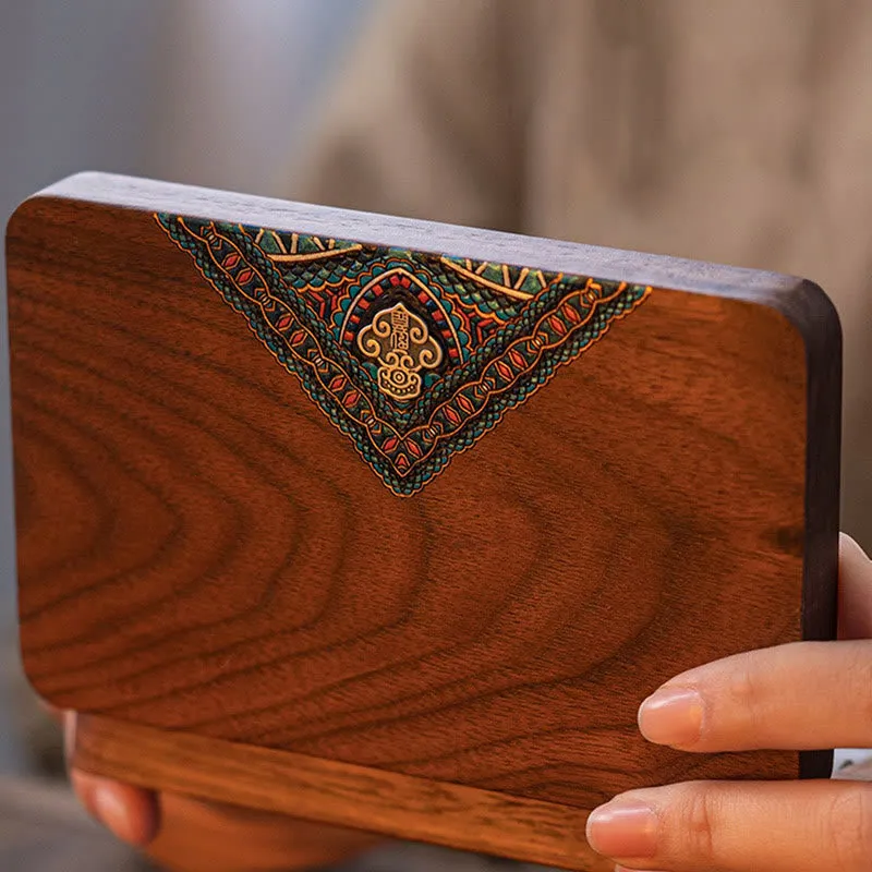 Buddha Stones Vintage Handmade Black Walnut Wood Jewelry Storage Box Wooden Gift Box