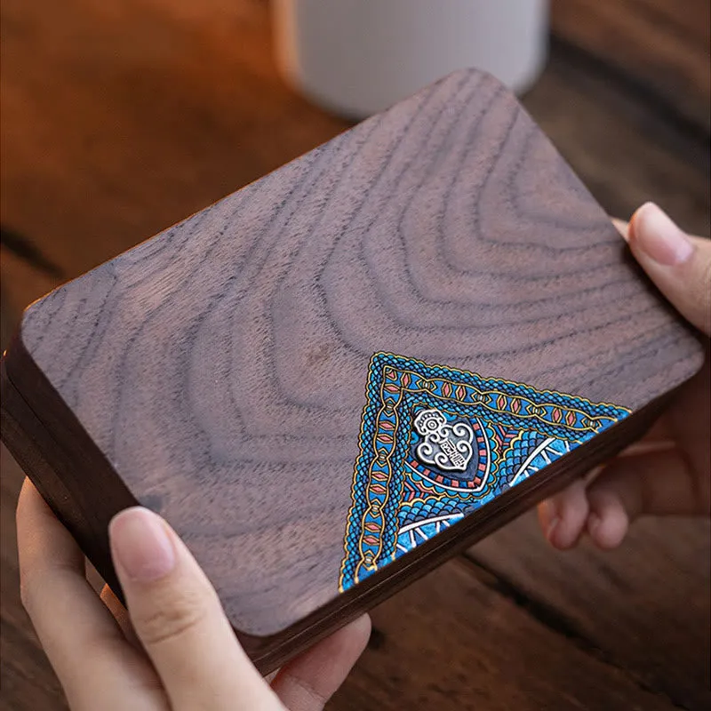 Buddha Stones Vintage Handmade Black Walnut Wood Jewelry Storage Box Wooden Gift Box