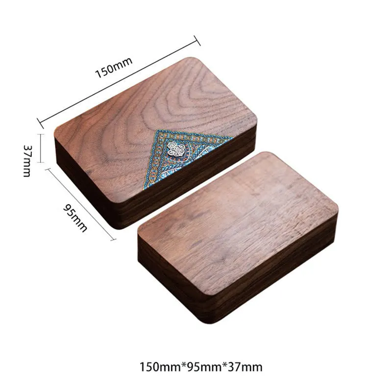 Buddha Stones Vintage Handmade Black Walnut Wood Jewelry Storage Box Wooden Gift Box