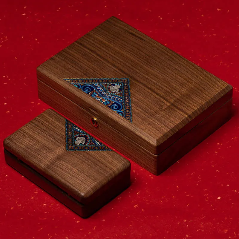 Buddha Stones Vintage Handmade Black Walnut Wood Jewelry Storage Box Wooden Gift Box