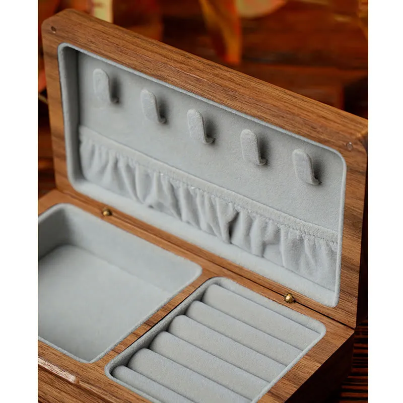 Buddha Stones Vintage Handmade Black Walnut Wood Jewelry Storage Box Wooden Gift Box