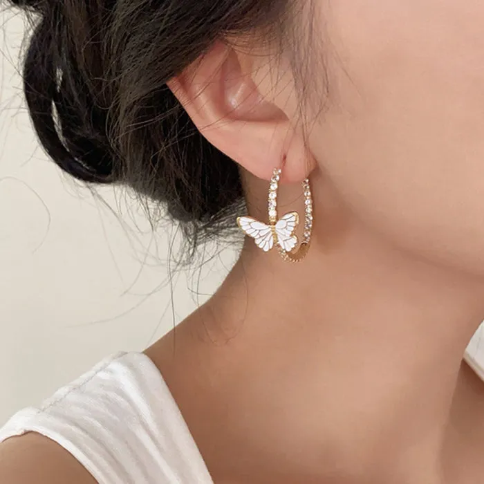 Butterfly Crystal Hoop Earrings