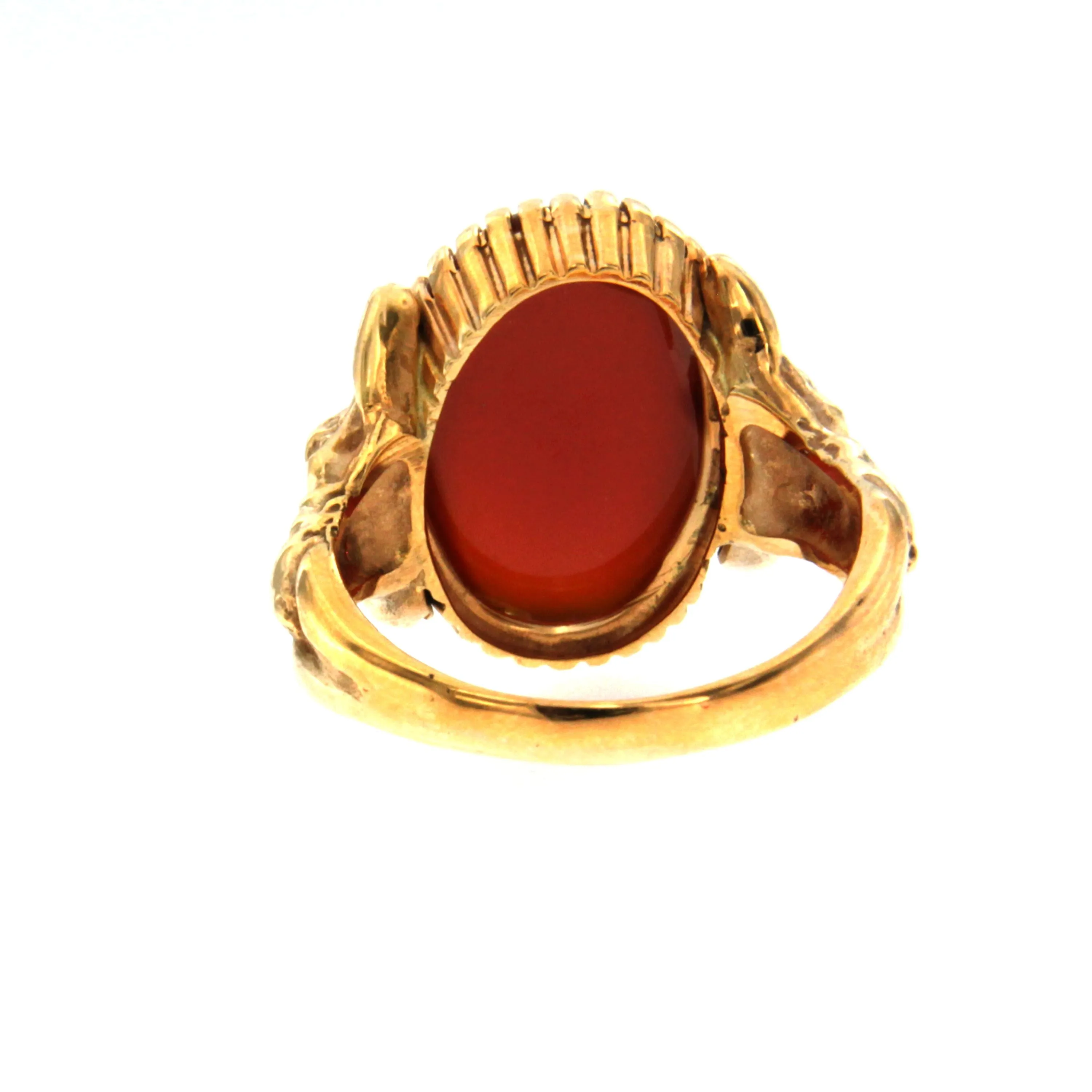 Carnelian Gold Sculptural Man Body Dome Gold Ring
