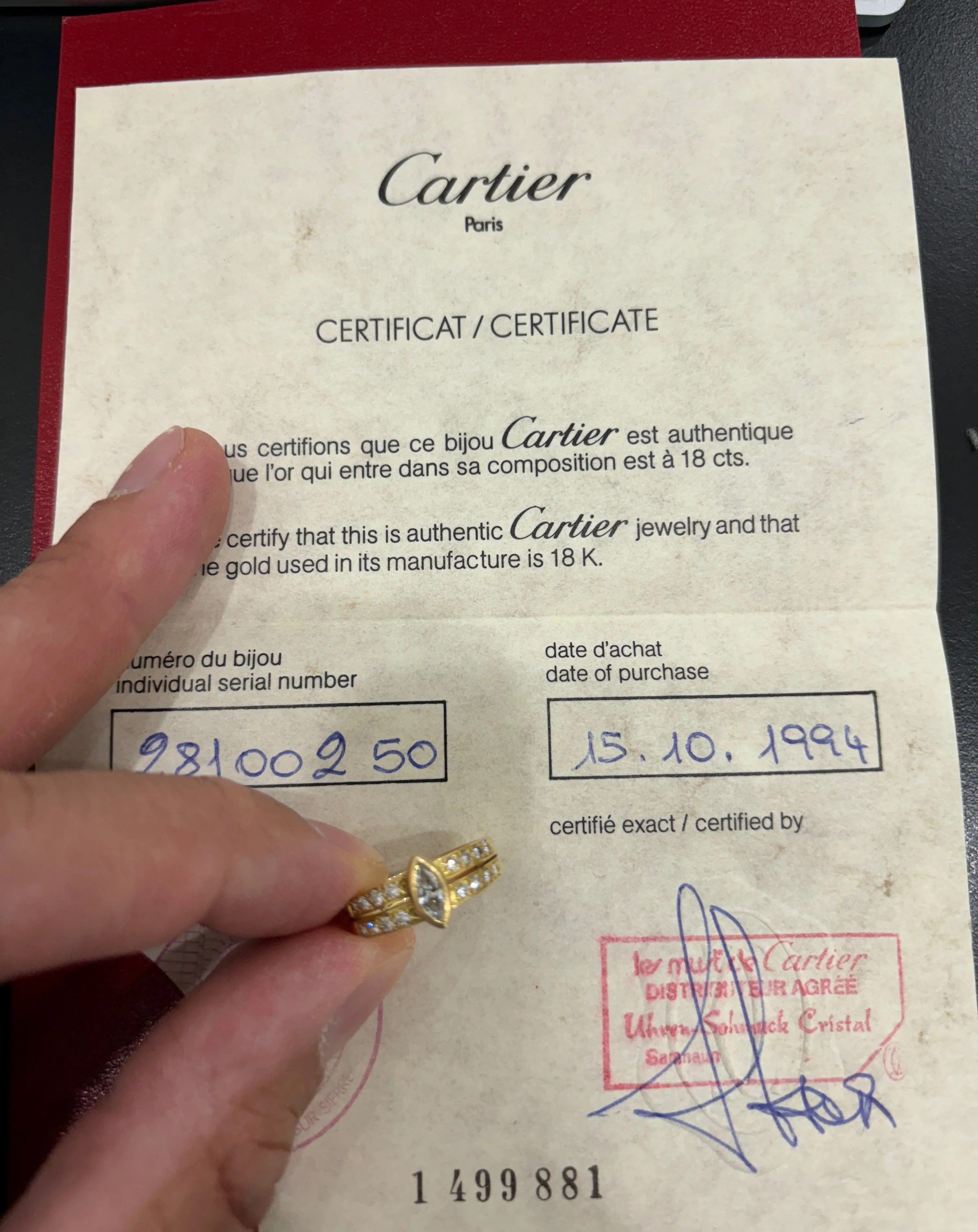 Cartier Marquise Diamond Gold Band Ring
