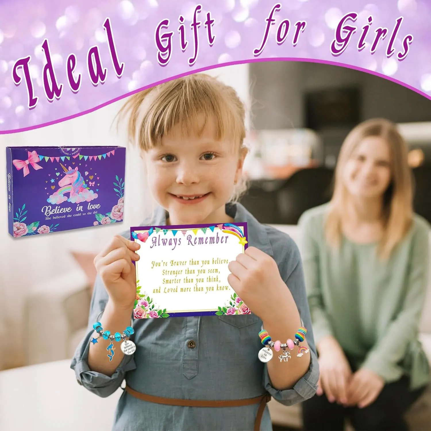 Charm Bracelet Making Kit,Jewelry Making Supplies Beads,Unicorn/Mermaid Crafts Gifts Set for Girls Teens Age 6-12