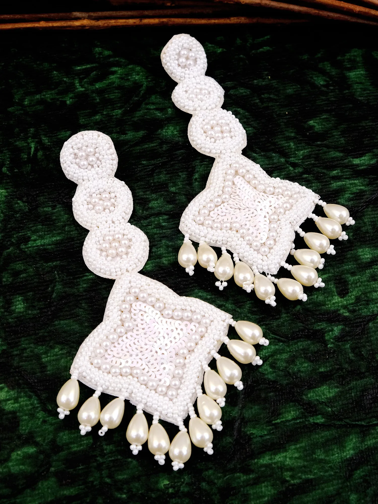Chic Handcrafted Black and White Beaded Dangle Earrings for Women and Girls