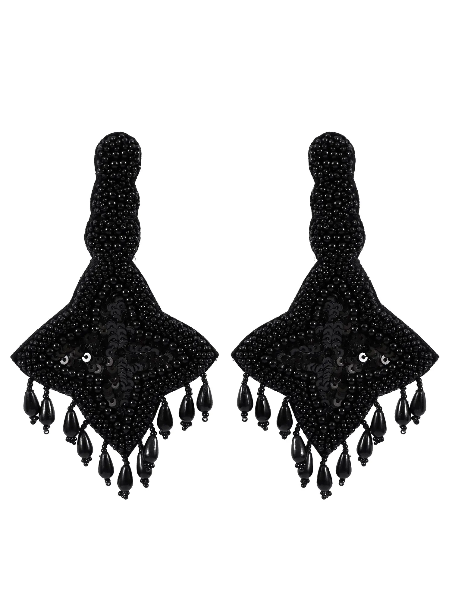 Chic Handcrafted Black and White Beaded Dangle Earrings for Women and Girls