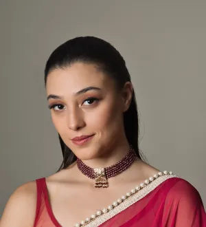 Chic Jadau Square Tukdi Red Choker