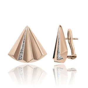 Chimento Bamboo Sipario 18ct Rose Gold 0.31ct Diamond Stud Earrings