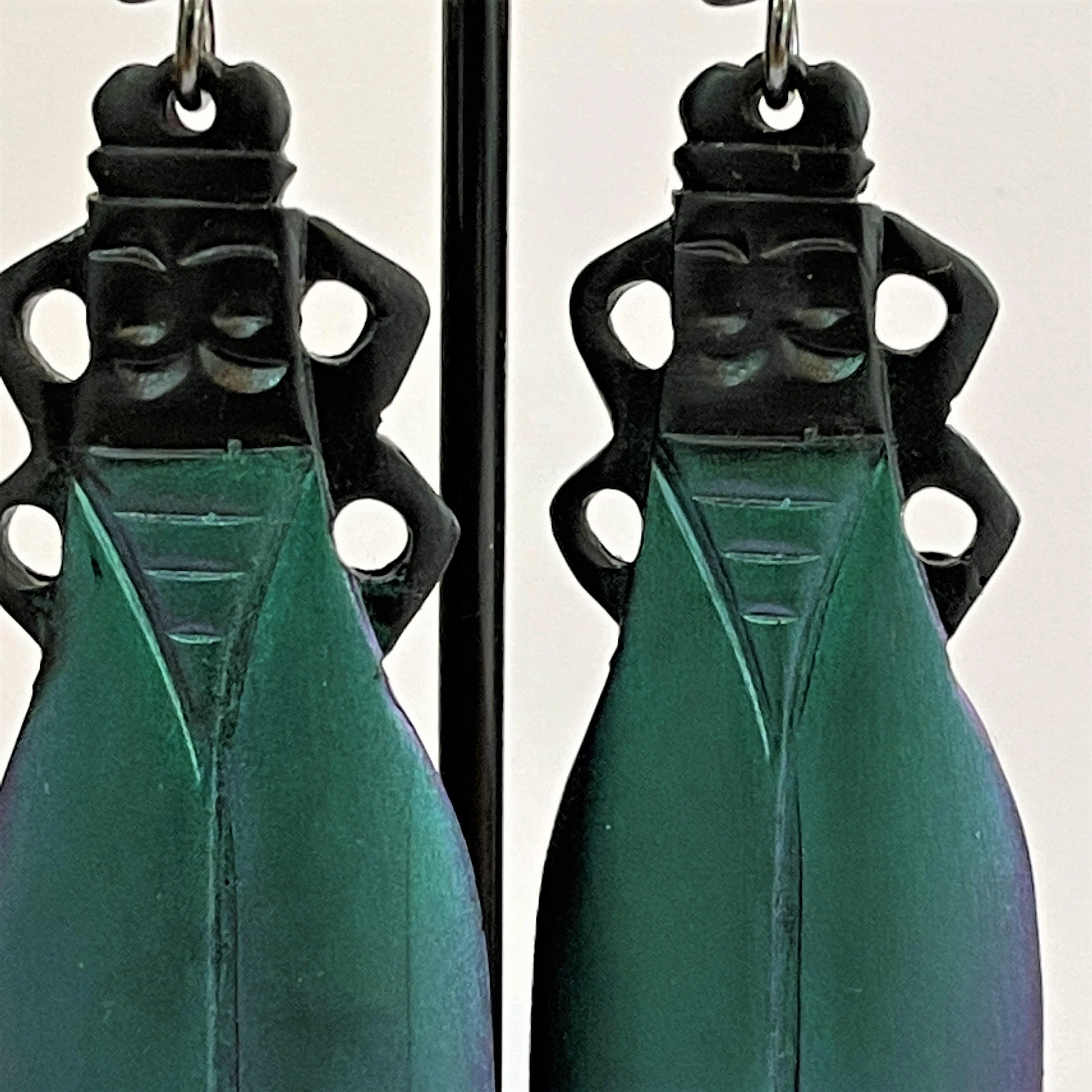 Cicada Designer Fluorescent Long Drop Earrings