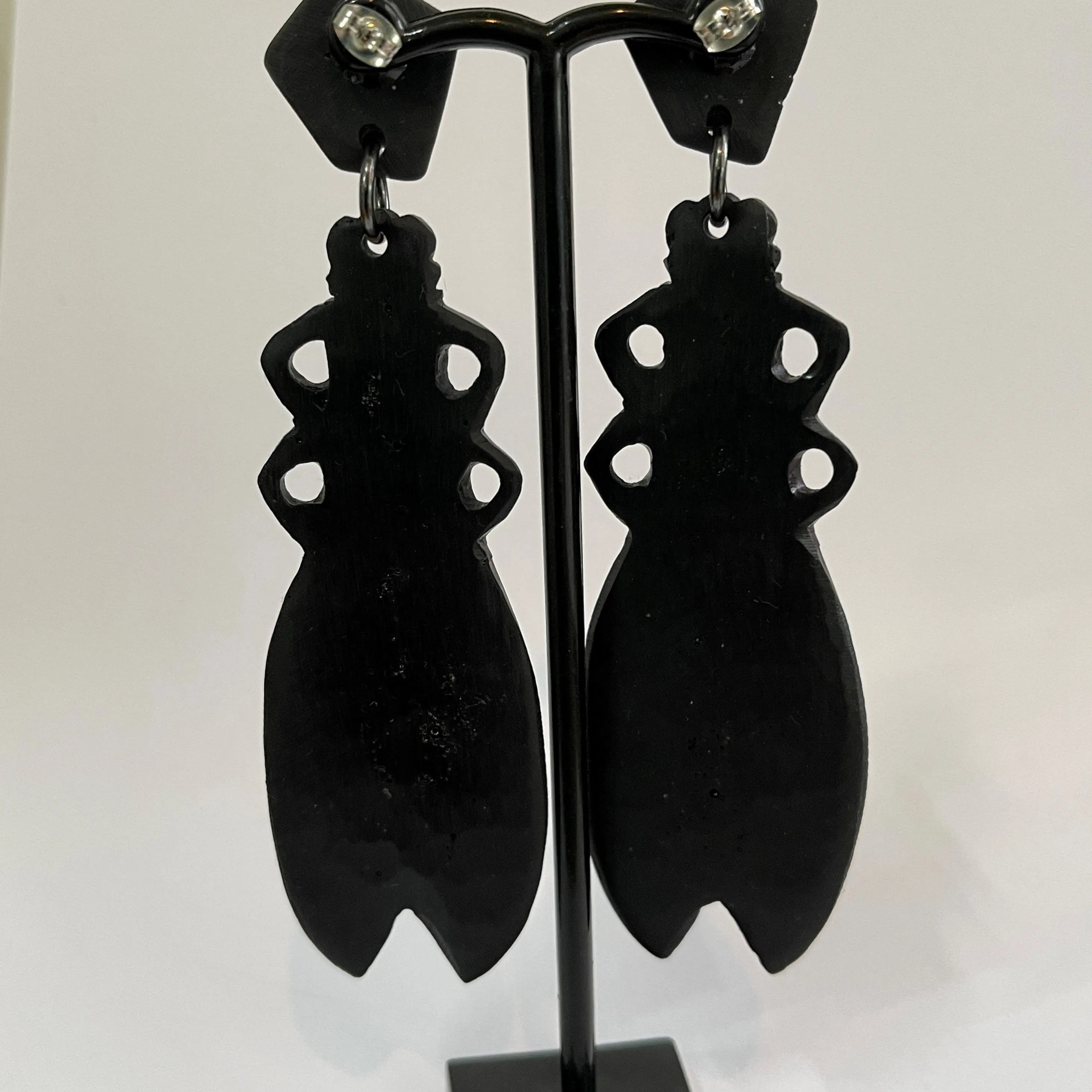 Cicada Designer Fluorescent Long Drop Earrings